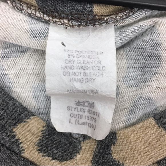 BOUTIQUE Tunic Top Animal Print Hi Lo Hem 3/4 Sleeves Cheetah Leopard Size Large - Picture 6 of 7